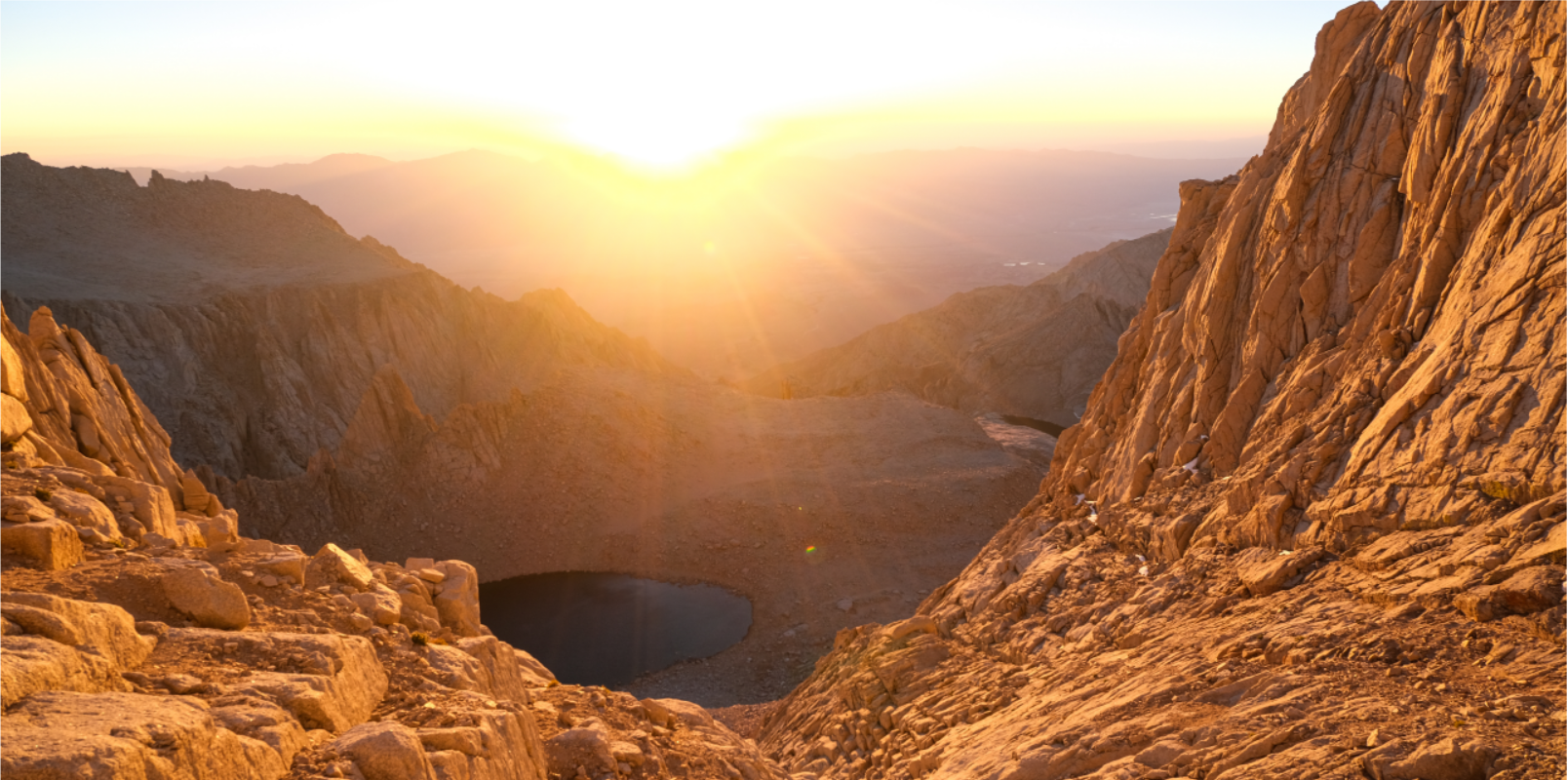 Sunrise on mountaineer's route